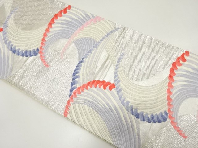 JAPANESE KIMONO / ANTIQUE FUKURO OBI / WOVEN ROUGH WAVE